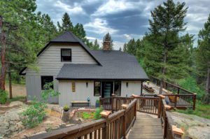 Exterior front with walkway, Conifer Colorado Home for Sale