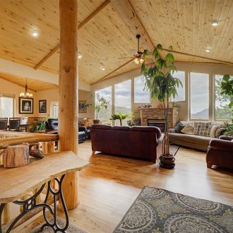 Great room takes advantage of the gorgeous views